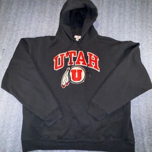 University of Utah Utes Hoodie Mens Black Embroidered Pullover Sweatshirt